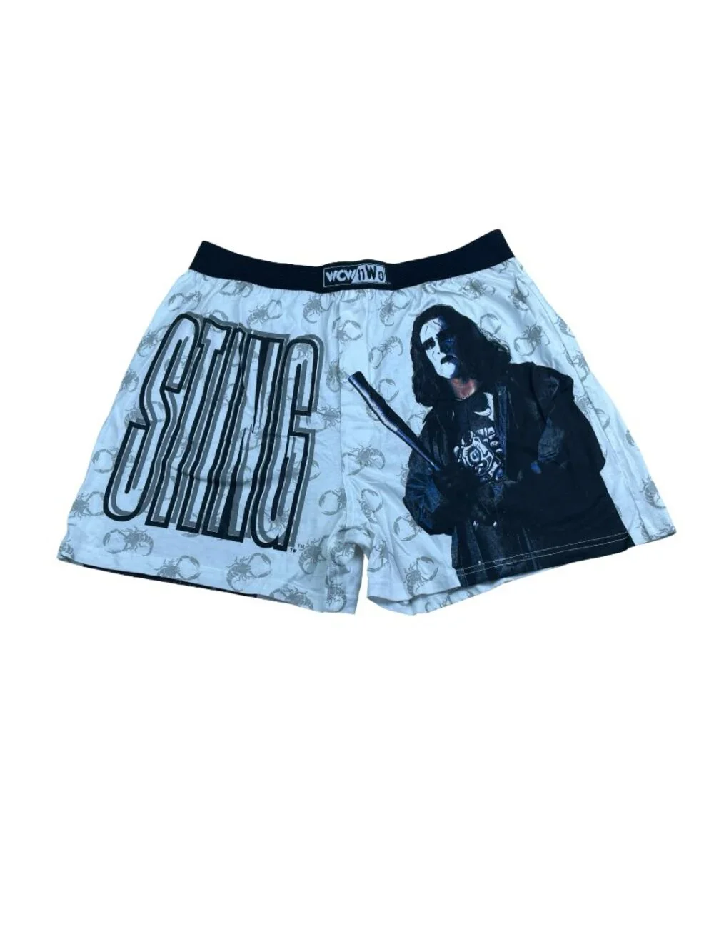 NEW VTG 1999 WCW nWo Men's STING 100% Cotton Boxer Shorts White • Large